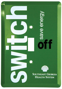 Remind people to switch off the light. Install a personalized light switch cover.