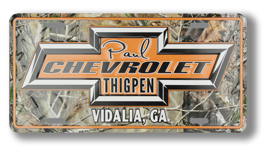 Chevy License Plate with Realtree Camouflage Pattern